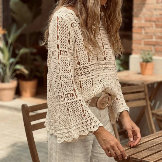 Myrelle | Women’s Crochet Lace Bell Sleeve Blouse