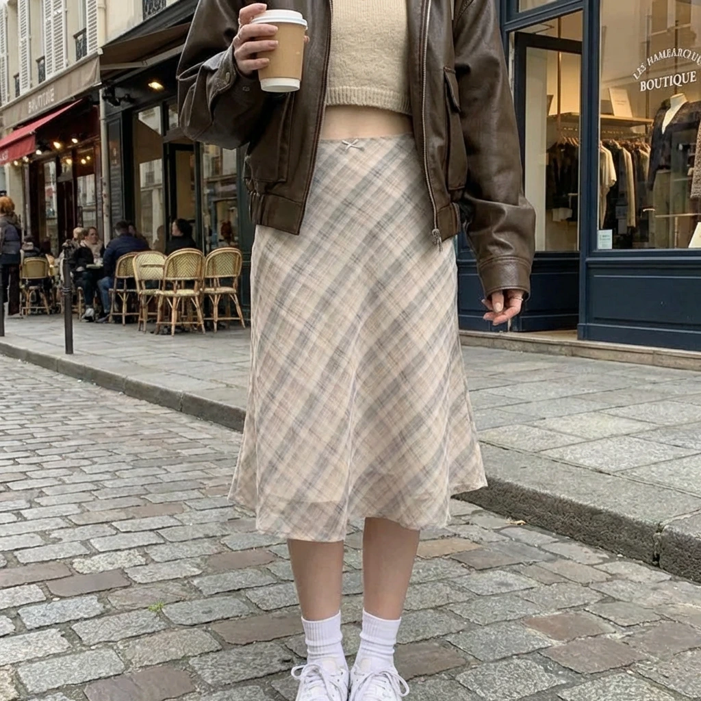 Cirella | Women’s Plaid A-Line Midi Skirt