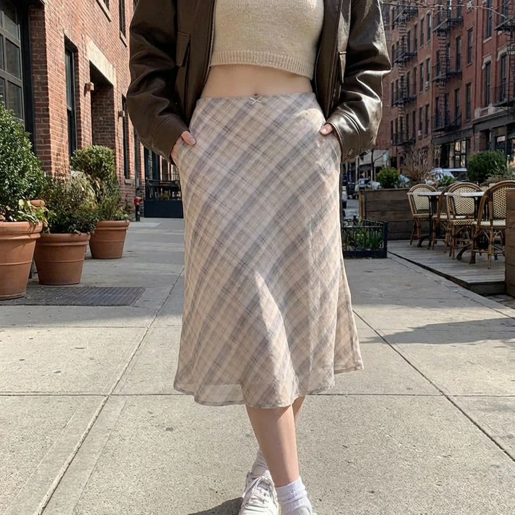 Cirella | Women’s Plaid A-Line Midi Skirt