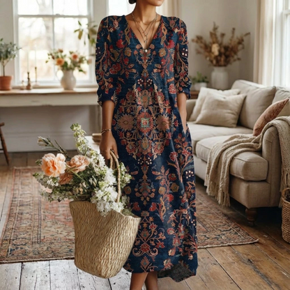 Velmira | Women’s Vintage Bohemian Midi Dress
