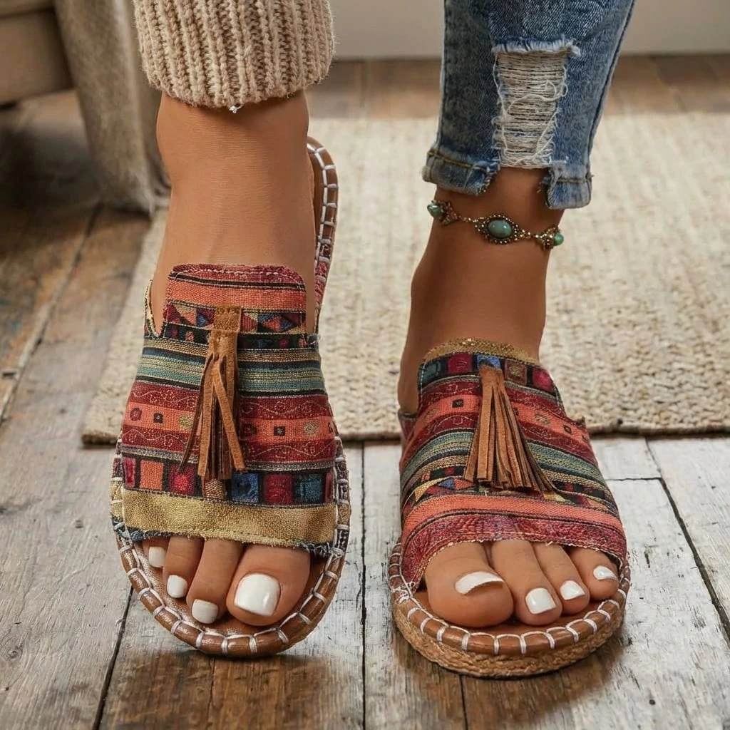 Orthopedic Tassel Slide Sandals