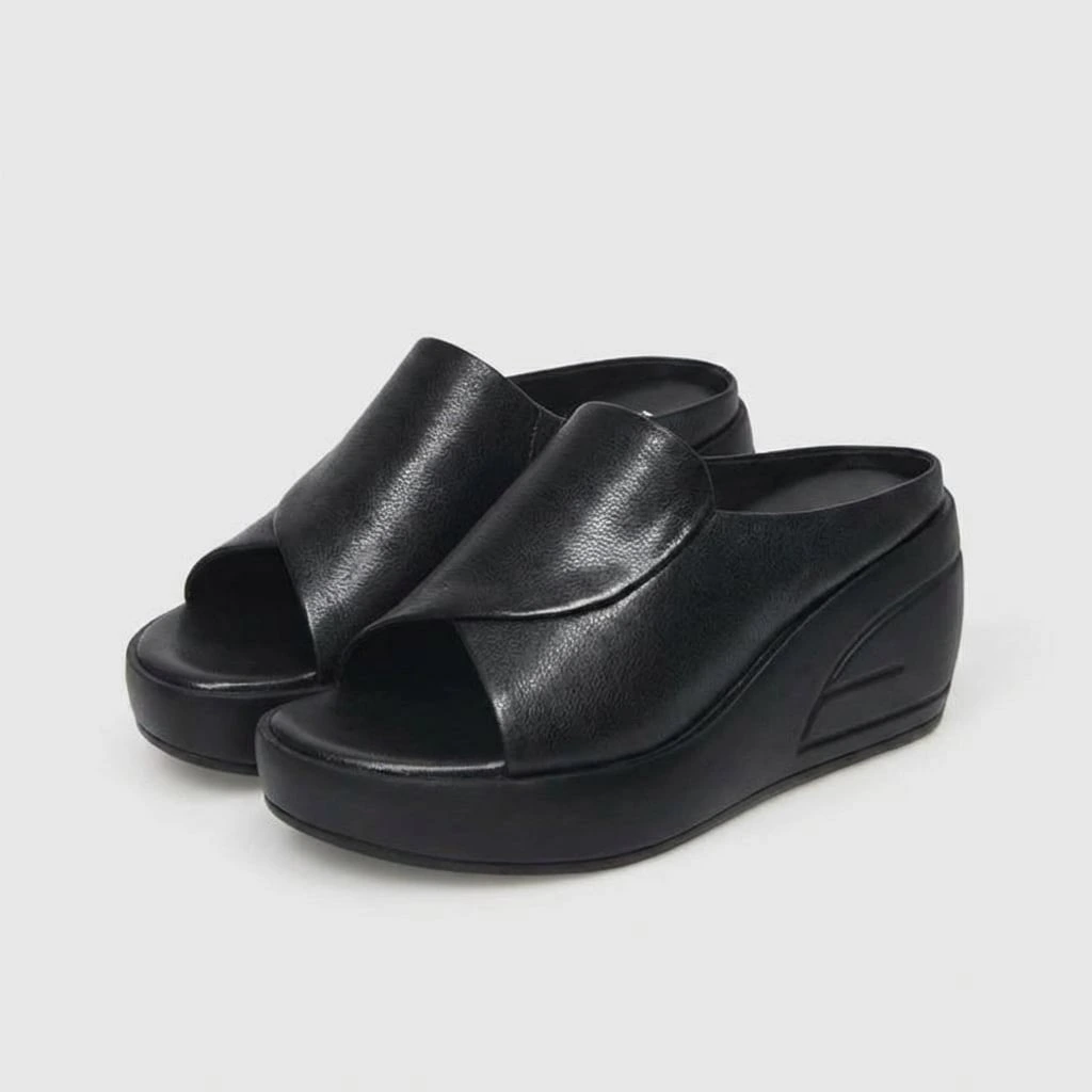 Women’s Platform Slide Sandals – Thick Sole with Open-Toe Design