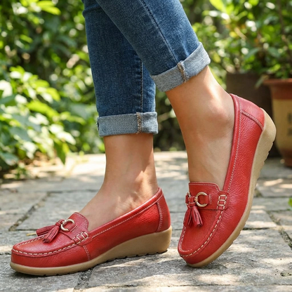 Women’s Orthopedic Slip-On Loafers with Tassel Detail