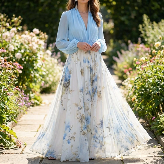 Elise | Floral Print Flowing Maxi Dress