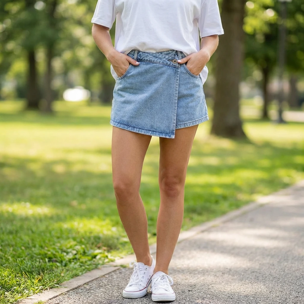 Nerissa | Women’s Wrap Style Denim Mini Skirt