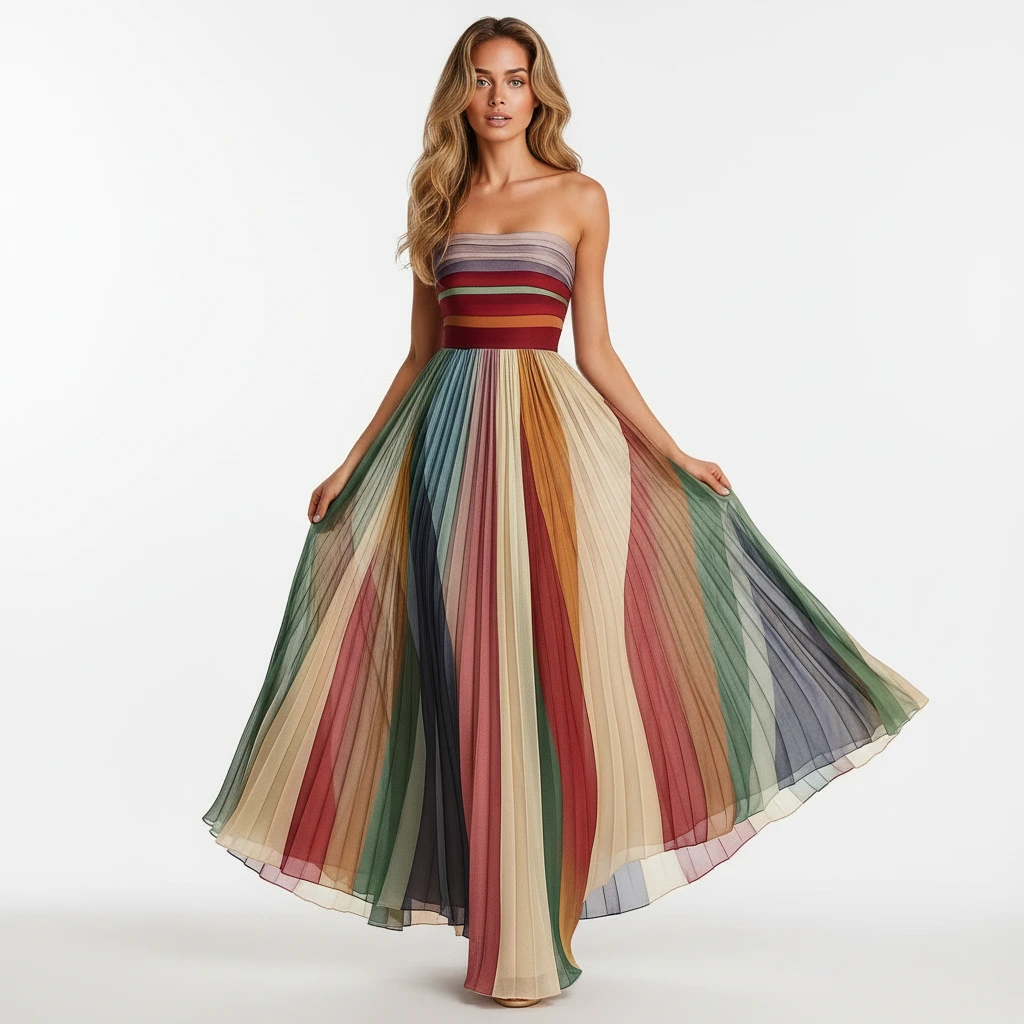 Women’s Pleated Maxi Dress – Elegant Style with Graceful Movement