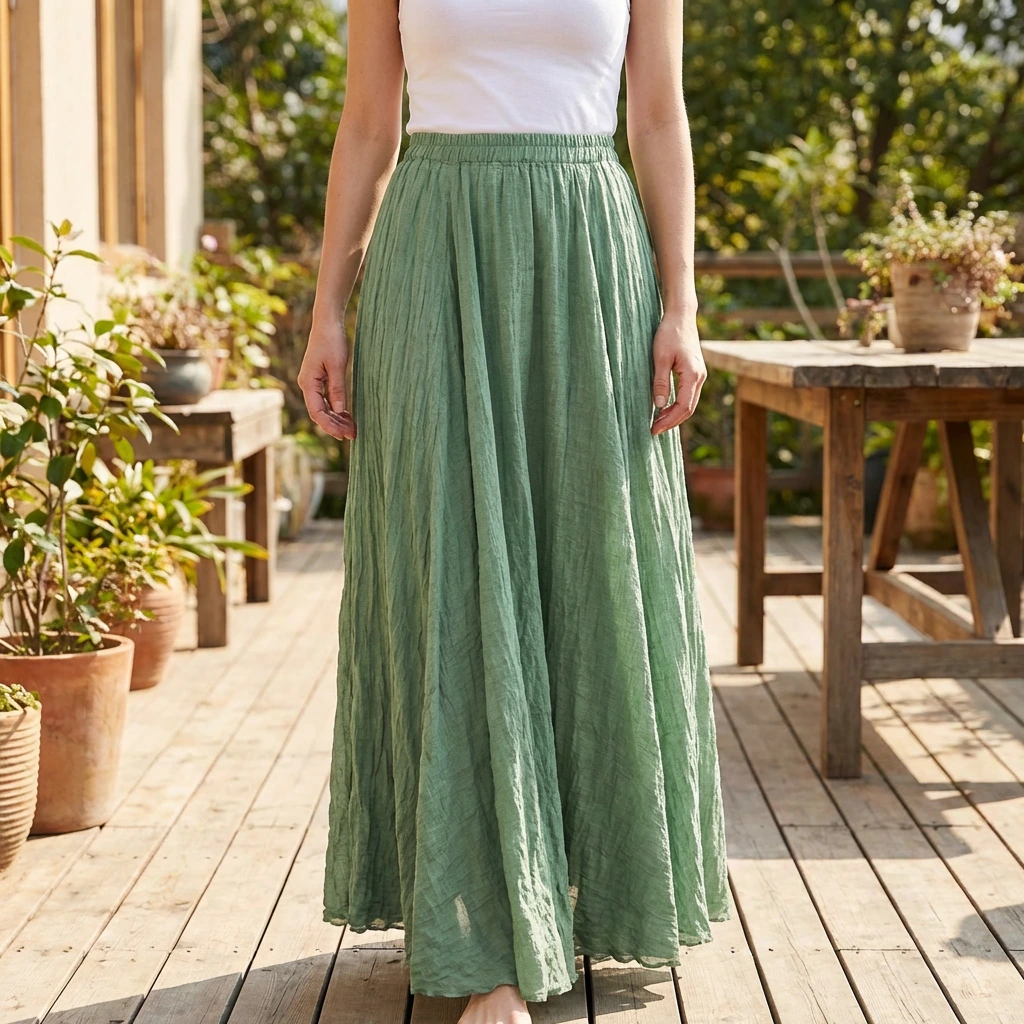 Avelune | Women’s Flowing Elastic Waist Maxi Skirt