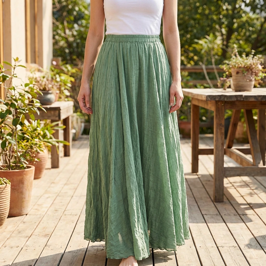 Avelune | Women’s Flowing Elastic Waist Maxi Skirt
