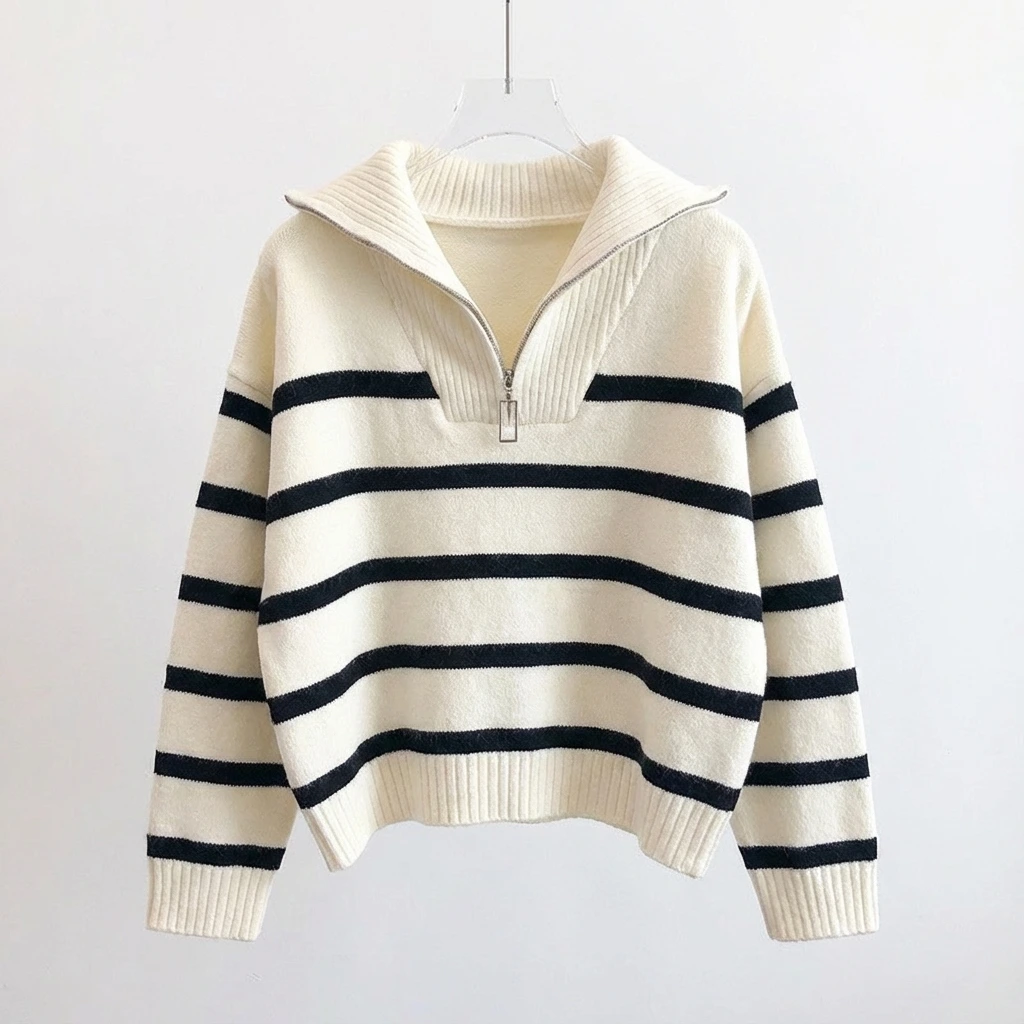 Knit Half-Zip Cozy Women Sweater