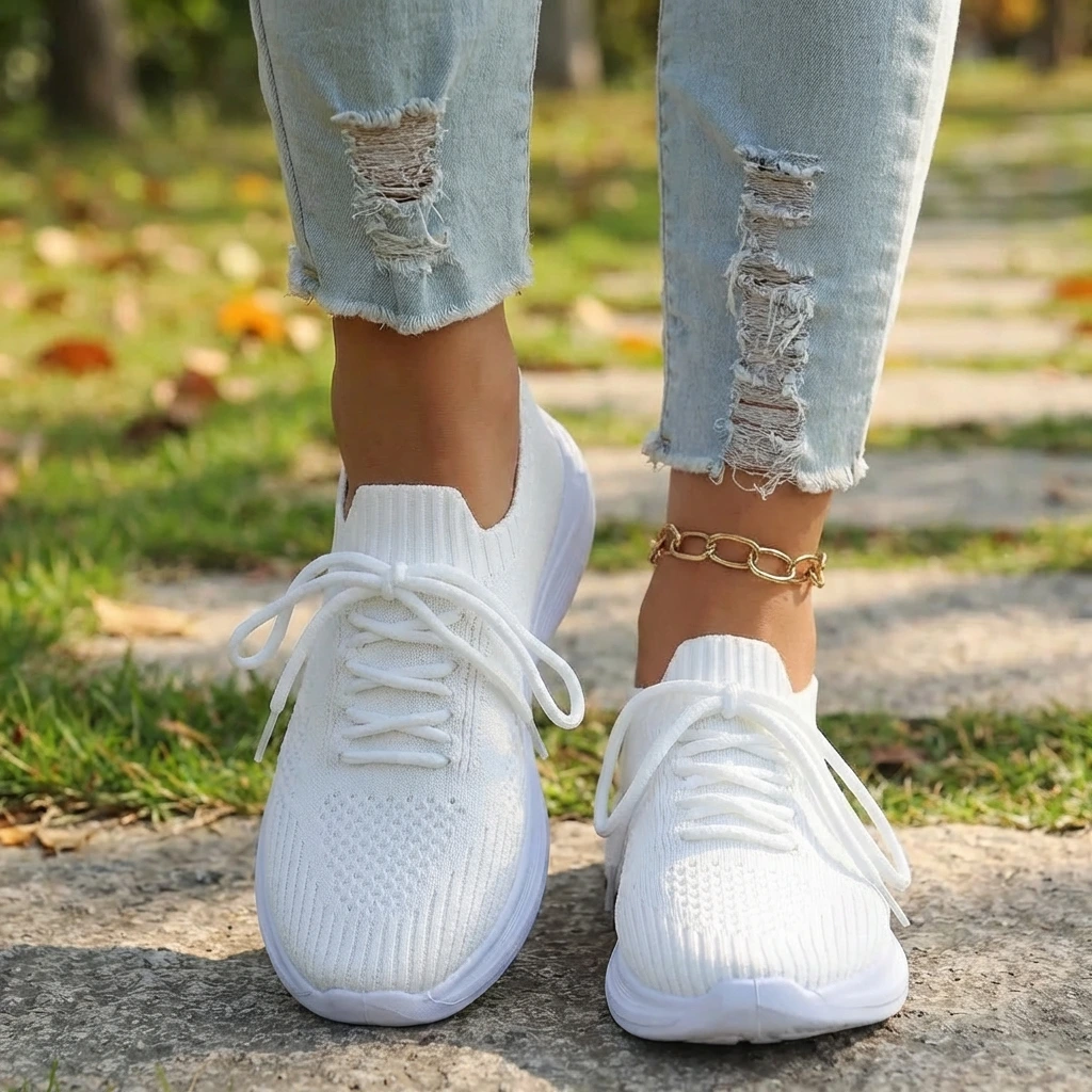 Women’s Orthopedic Sneakers with Lace-Up Design