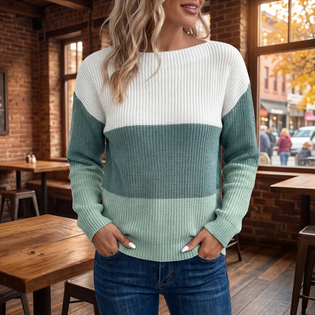 Crew Neck Knit Women Sweater