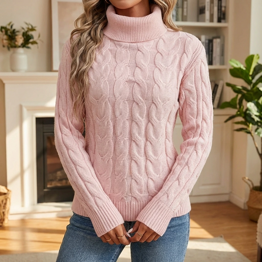 Cable Knit Turtleneck Women Sweater