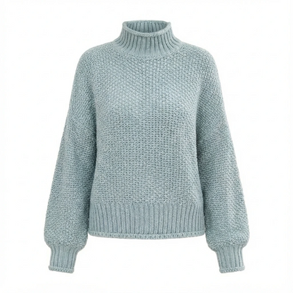 Waffle Knit Turtleneck Women Sweater