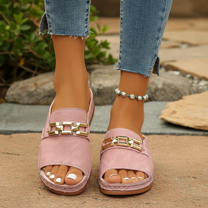 Women’s Orthopedic Slide Sandals with Chain Detail