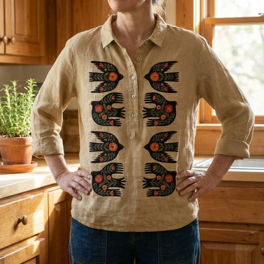 Avenelle | Women’s Printed Long Sleeve Button Front Shirt