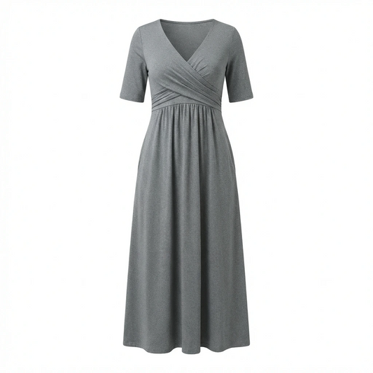 Wrap Bodice Midi Dress