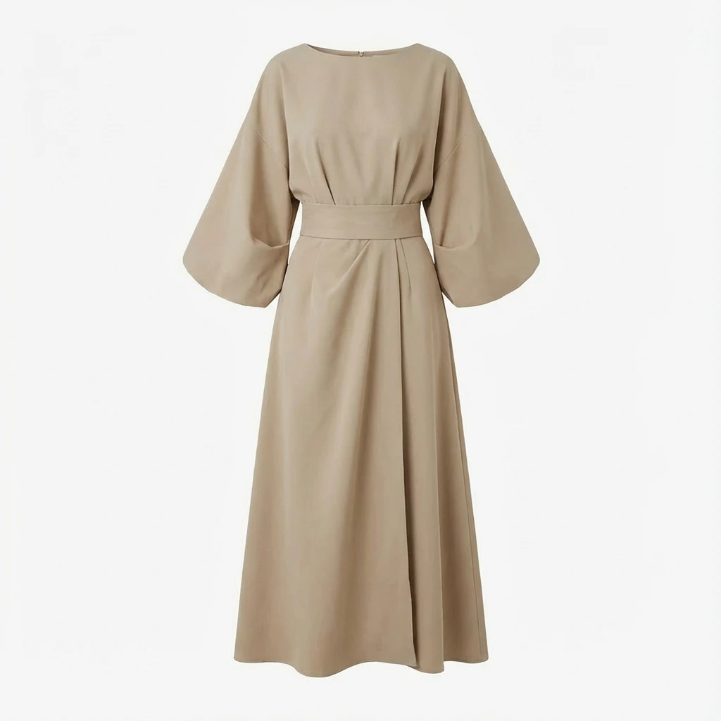 Minimalist Belted Midi Dress