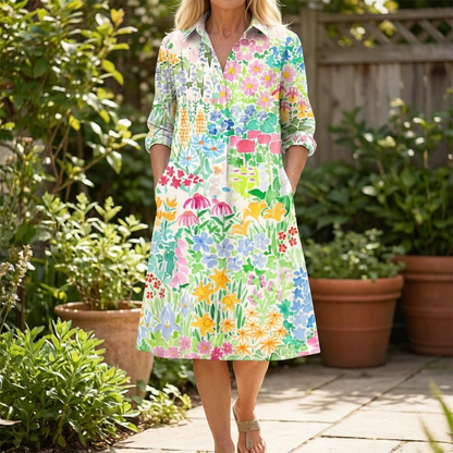 Zalira | Women’s Floral Shirt Midi Dress
