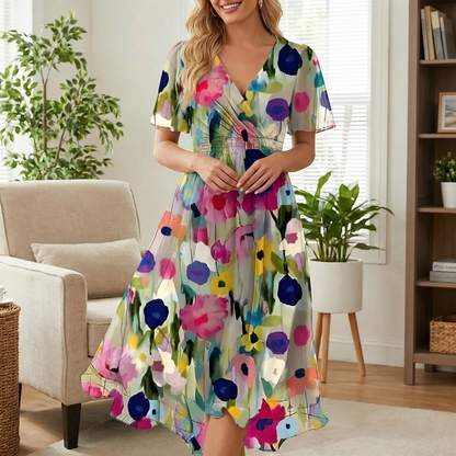 Zerivana | Women’s Floral V-Neck Summer Dress