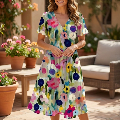 Zerivana | Women’s Floral V-Neck Summer Dress