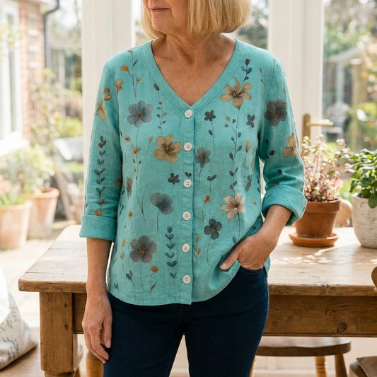 Maris | Women’s Floral Button Front Everyday Blouse