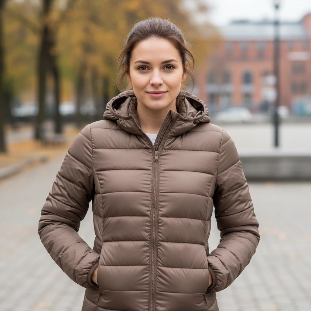 Women’s Quilted Jacket – Zip-Front Long Sleeve Outerwear