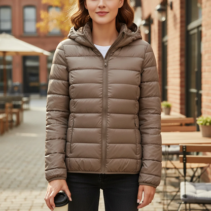 Women’s Quilted Jacket – Zip-Front Long Sleeve Outerwear