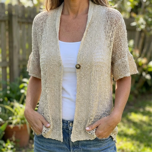 Liorenne | Women’s Short Sleeve Open Front Knit Cardigan