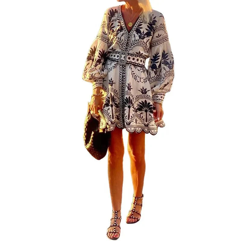 Women’s Printed V-Neck Mini Dress