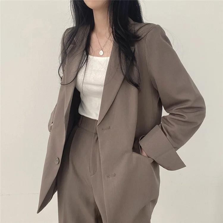 Women’s Elegant Evening Set – Tailored Blazer and Wide Leg Pants