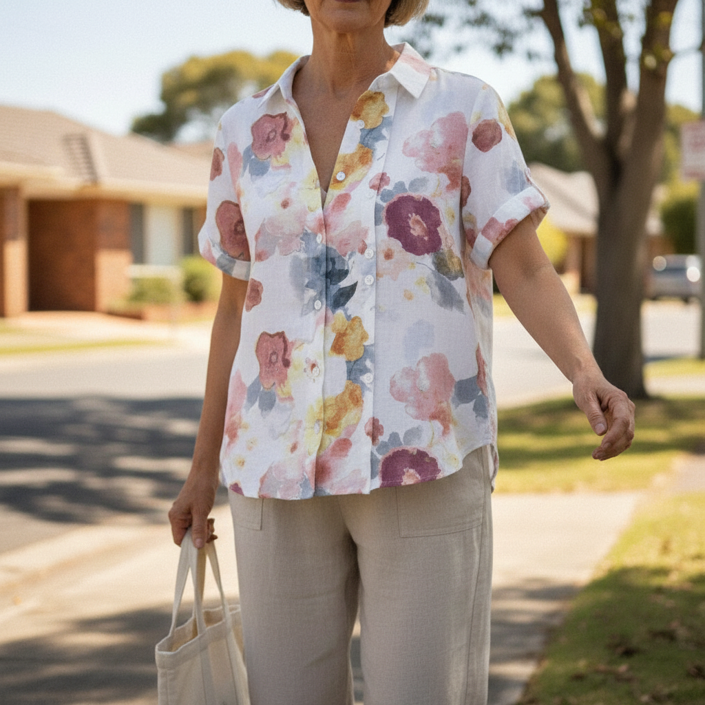 Florivane | Women’s Floral Button-Front Summer Top