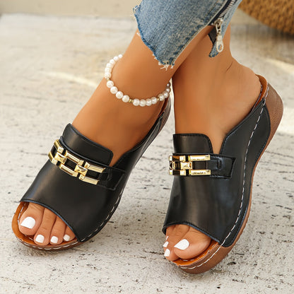 Women’s Orthopedic Slide Sandals with Chain Detail