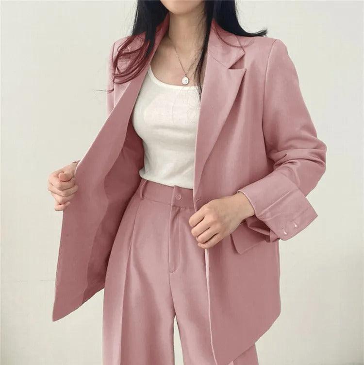 Women’s Elegant Evening Set – Tailored Blazer and Wide Leg Pants