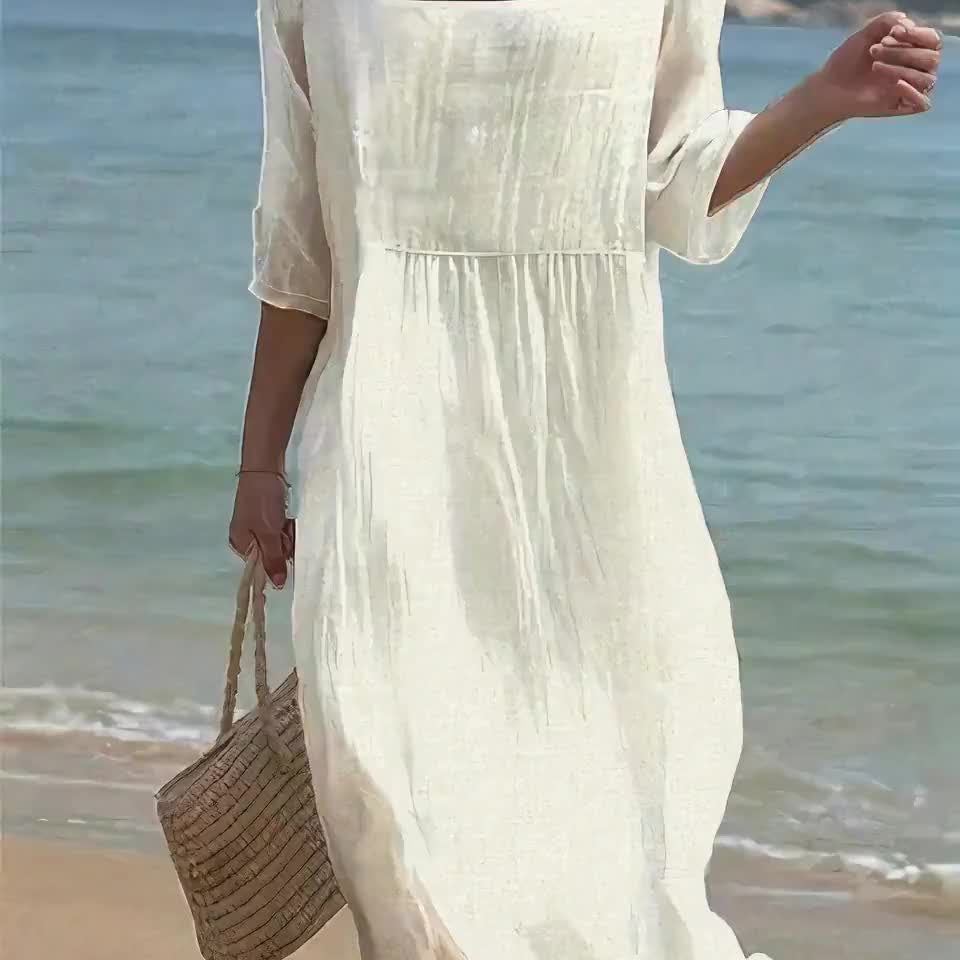 Square Neck Midi Dress – Lightweight Summer Dress for Women