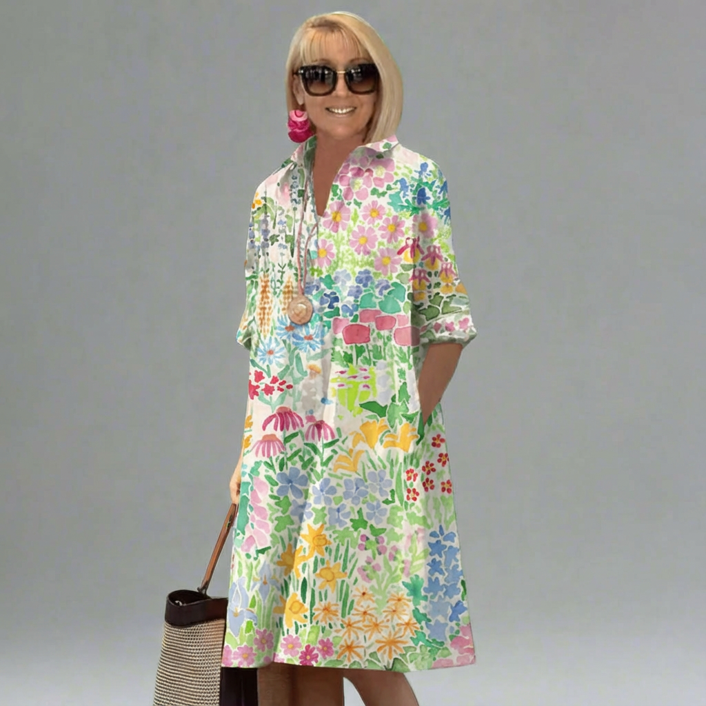 Zalira | Women’s Floral Shirt Midi Dress
