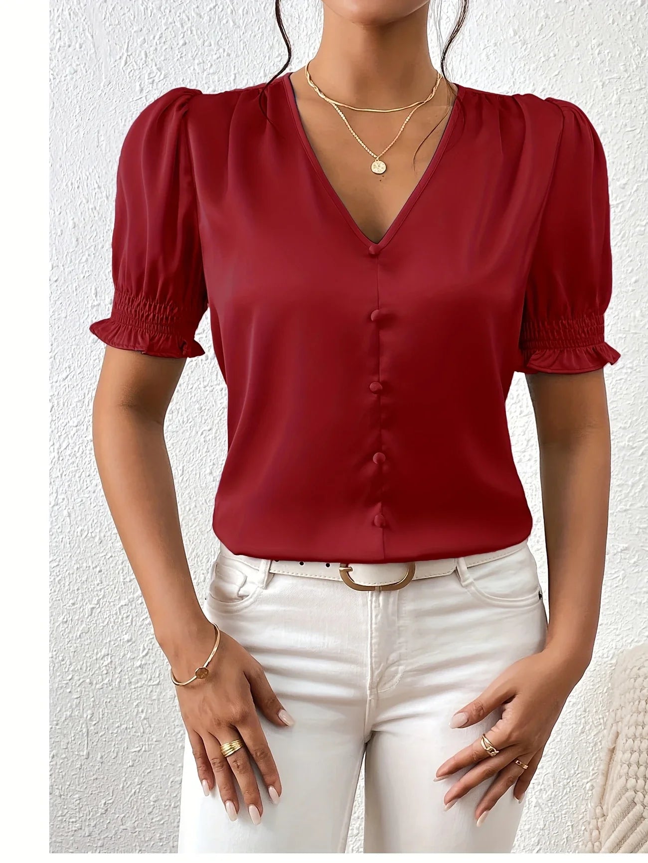 Ari | Women’s Puff Sleeve Button Blouse