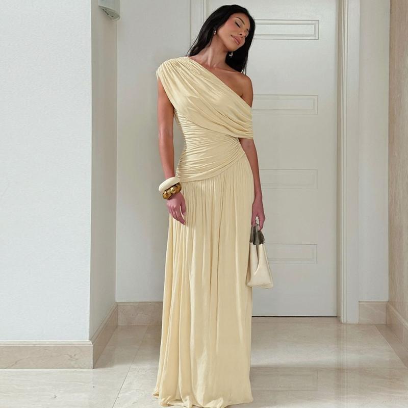 Aurethia | Women’s One Shoulder Pleated Dress