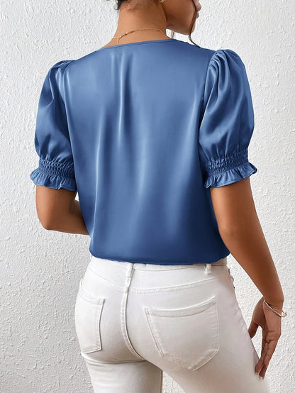 Ari | Women’s Puff Sleeve Button Blouse