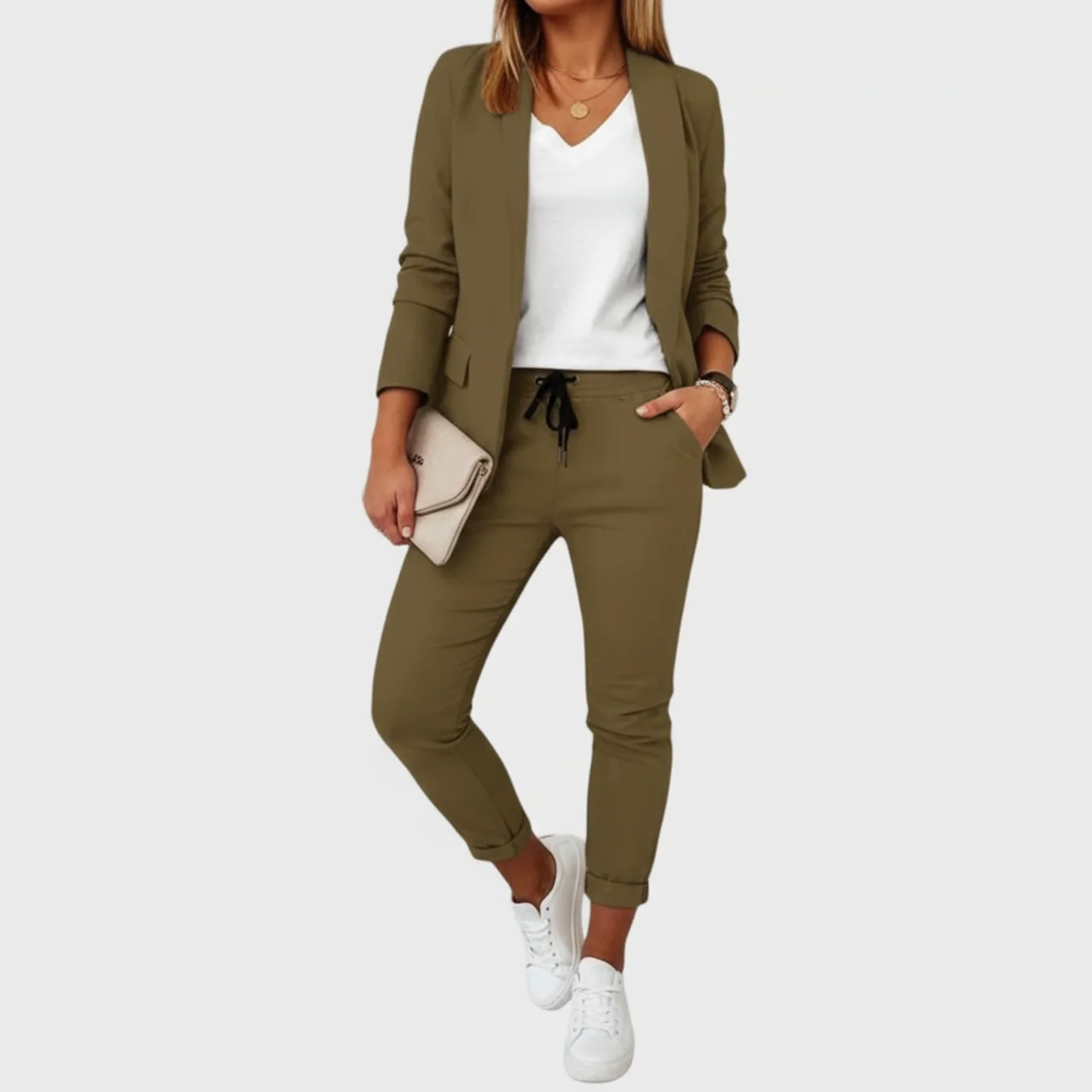 Women’s Tailored Blazer Suit Set – Structured Fit Two Piece Set