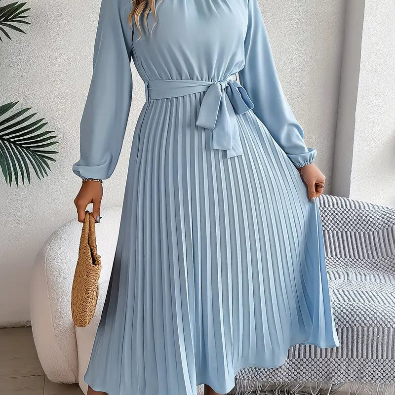 Elyria | Long Sleeve Pleated Midi Dress