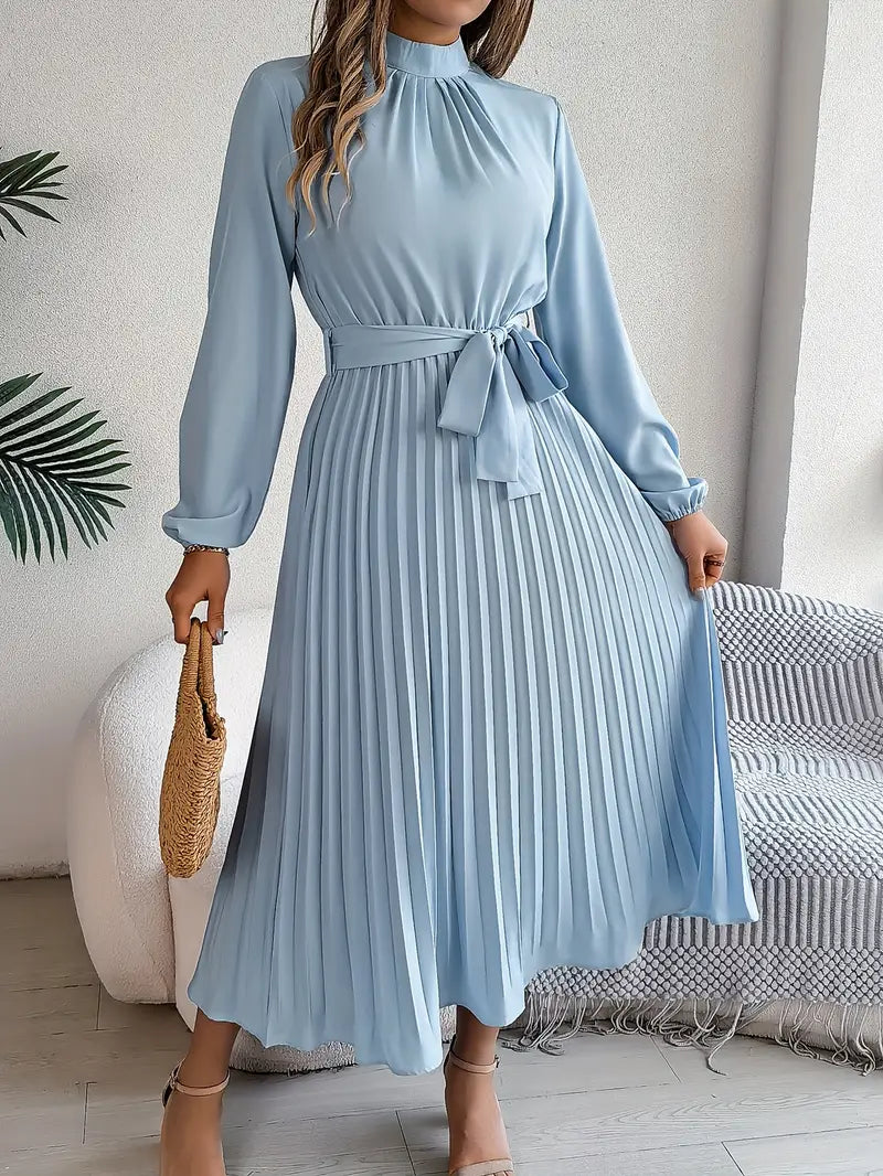 Elyria | Long Sleeve Pleated Midi Dress