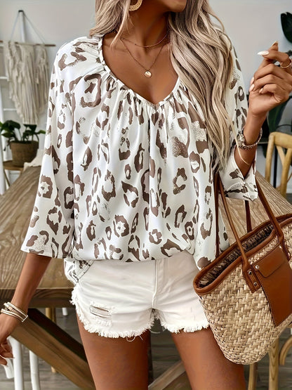 Virella | Women’s Leopard Print Relaxed Blouse