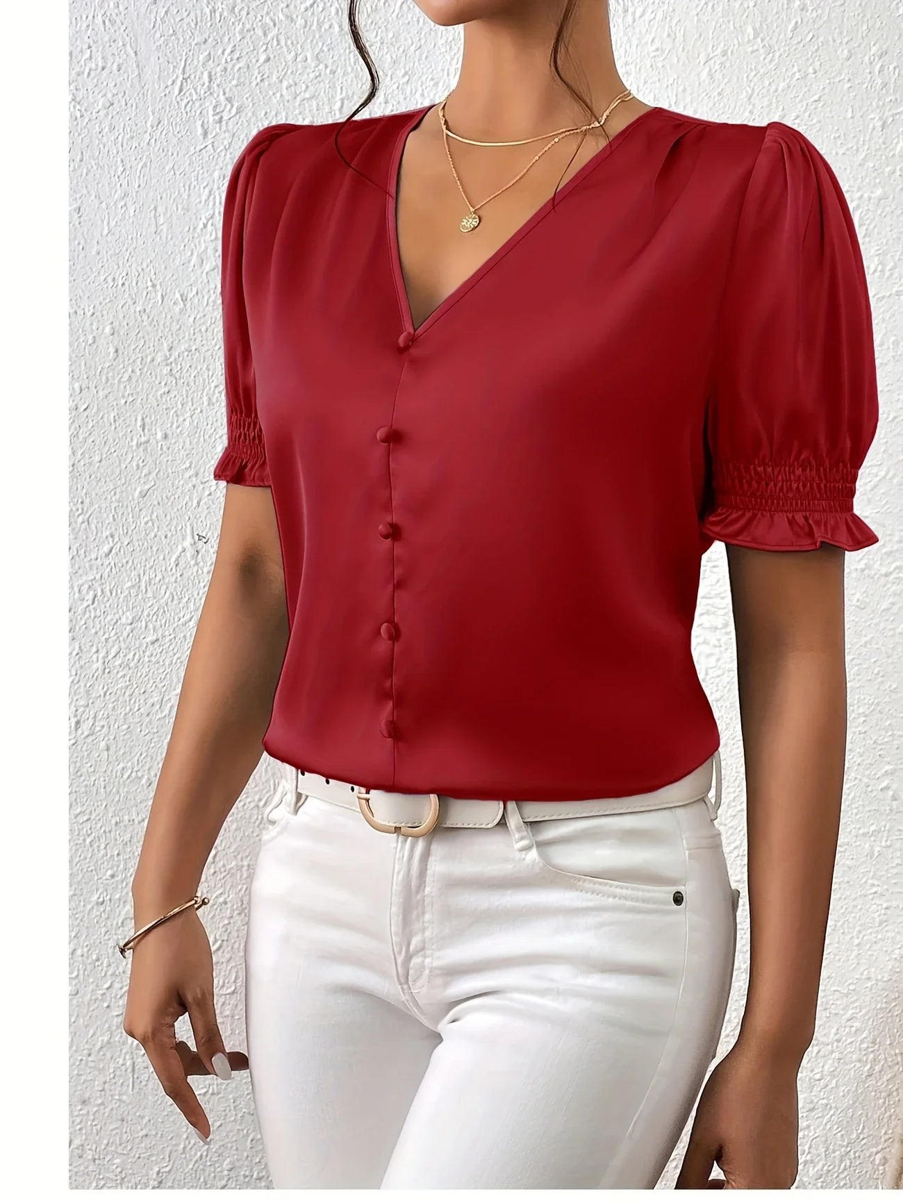 Ari | Women’s Puff Sleeve Button Blouse