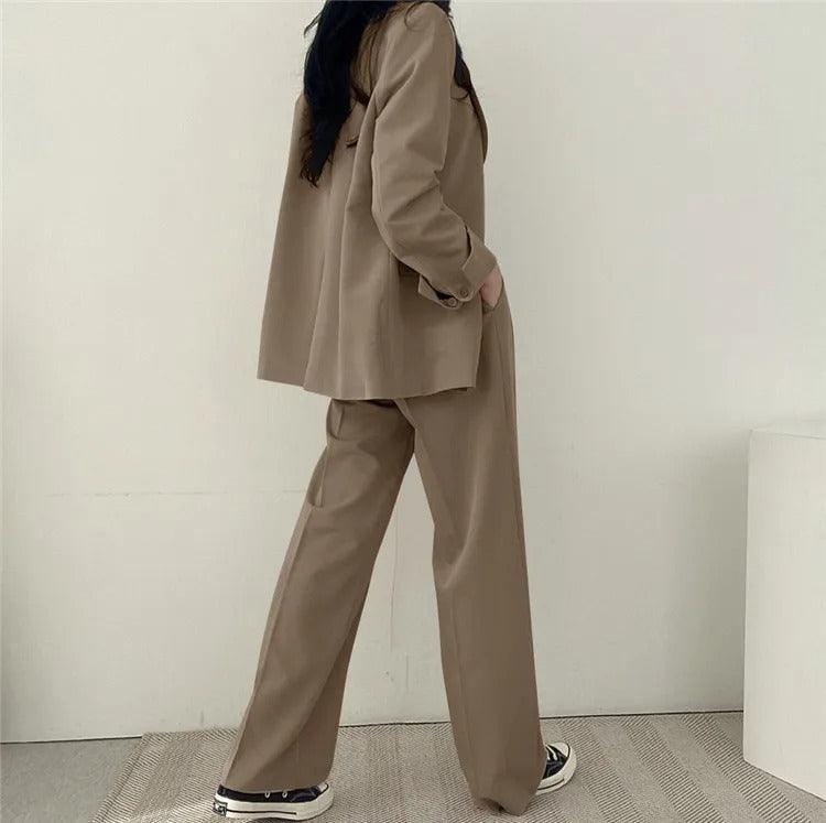 Women’s Elegant Evening Set – Tailored Blazer and Wide Leg Pants