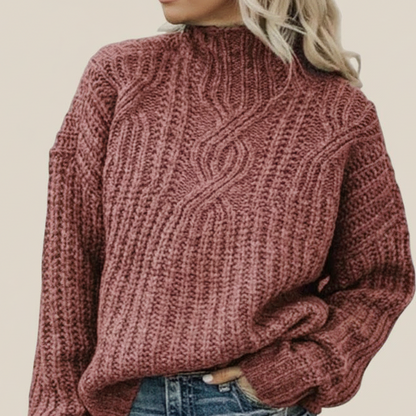 Elegant Cable Knit Turtleneck Sweater