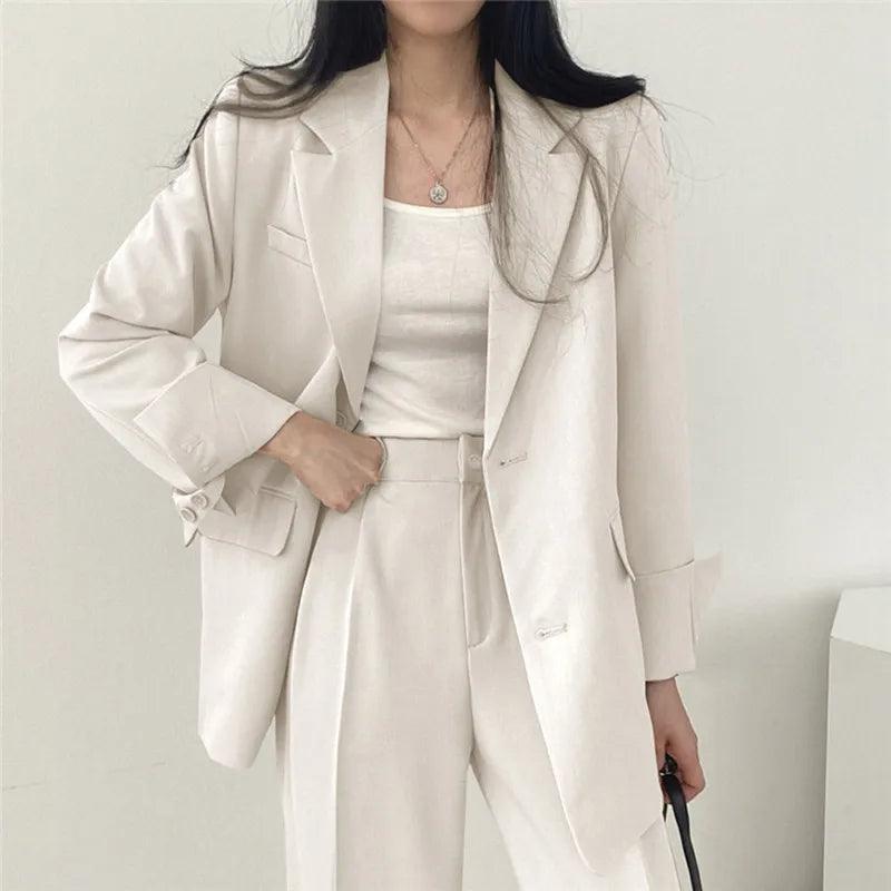 Women’s Elegant Evening Set – Tailored Blazer and Wide Leg Pants
