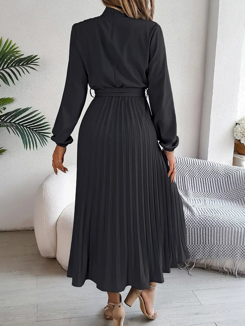Elyria | Long Sleeve Pleated Midi Dress
