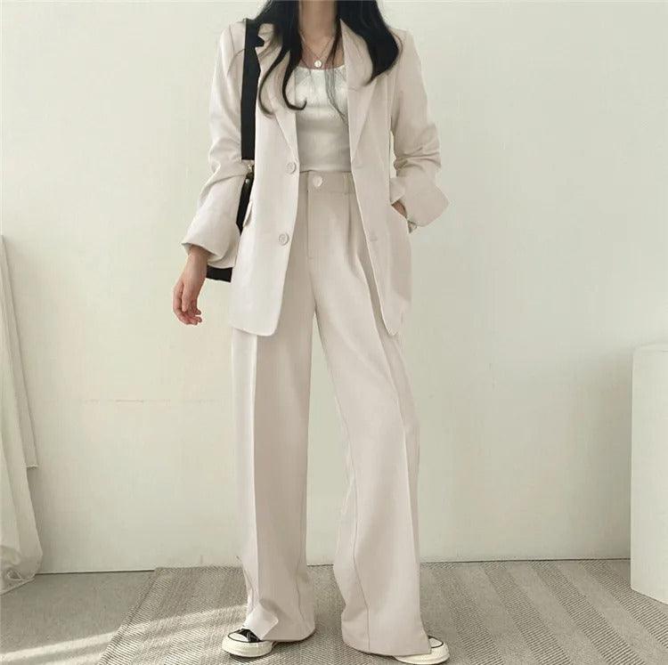Women’s Elegant Evening Set – Tailored Blazer and Wide Leg Pants