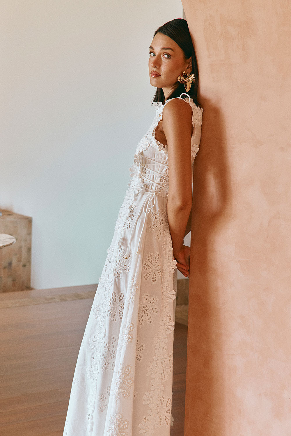 Elowen | Women’s Lace Embroidered Midi Dress