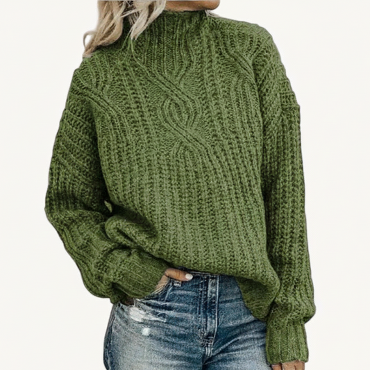 Elegant Cable Knit Turtleneck Sweater